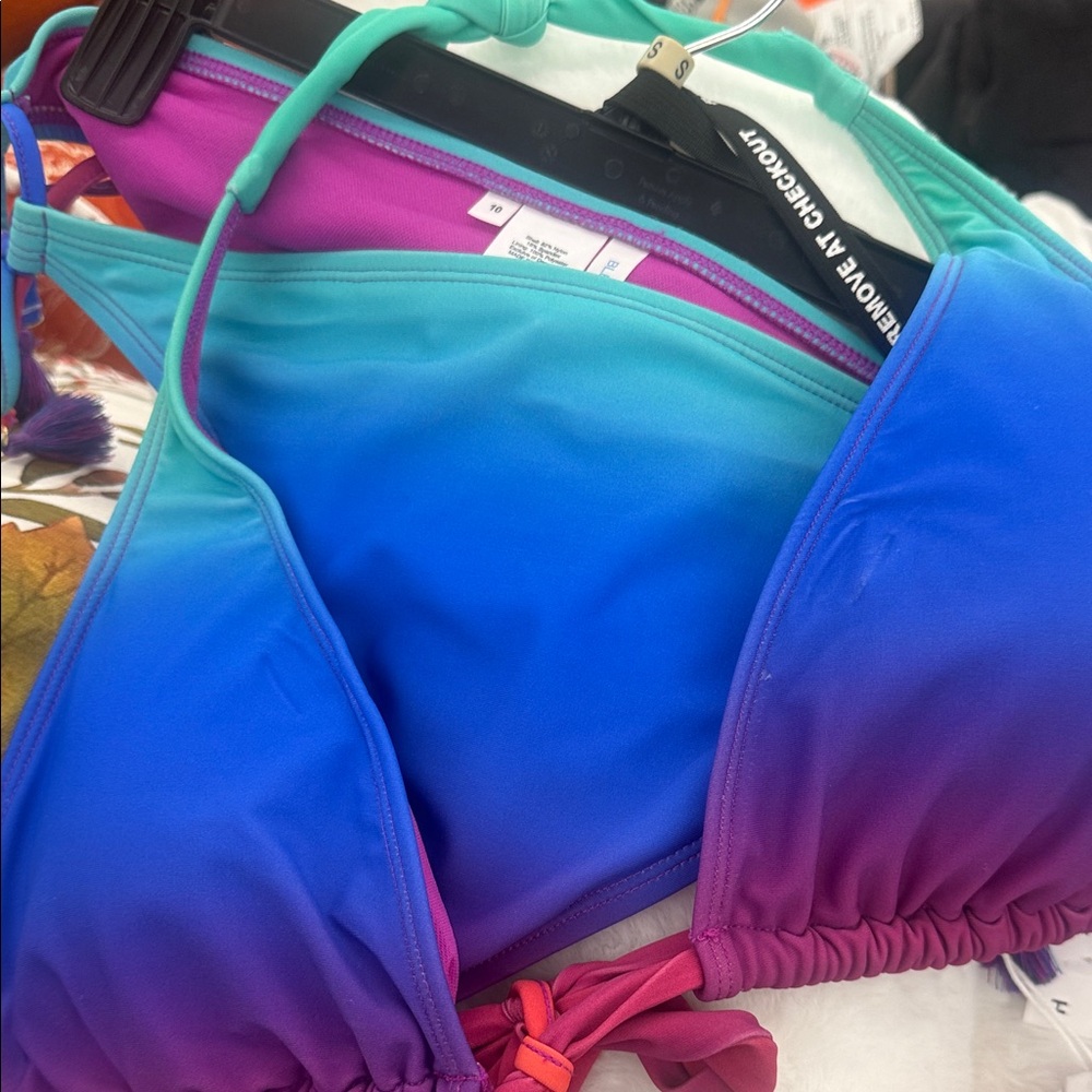 Vibrant Blue and Purple Bikini Top